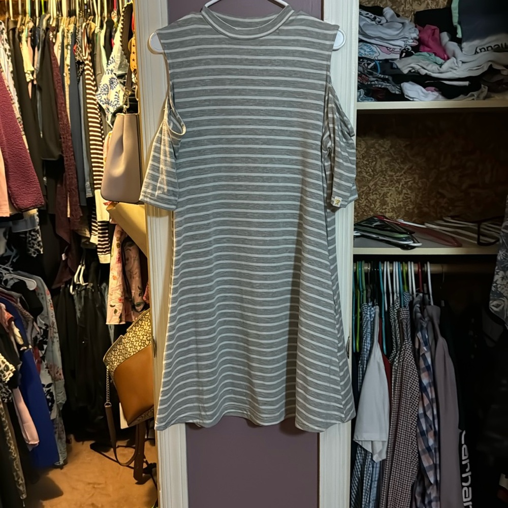 Large grey striped dress summer